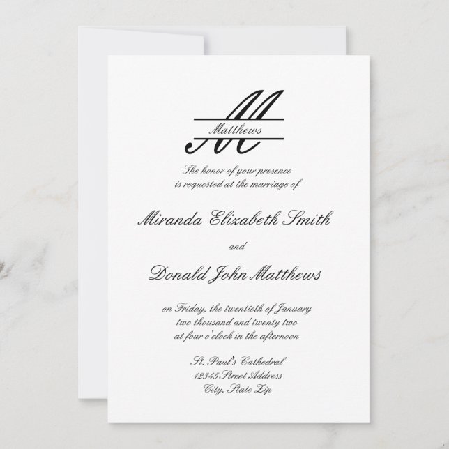 Elegante formal simple - Invitación a la boda (Anverso)