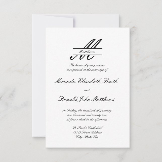 Elegante formal simple - Invitación de matrimonio  (Anverso)