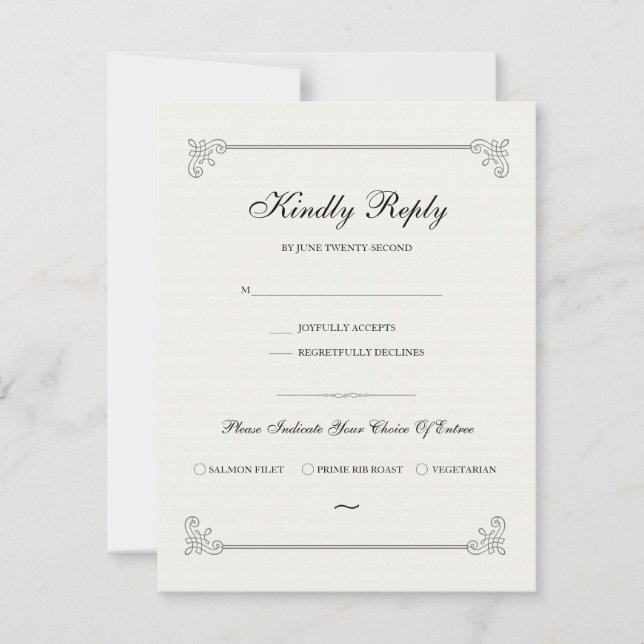 Elegante formal | Tarjeta RSVP Con Elección De Com (Anverso)