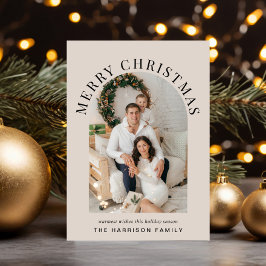 Elegante foto arca Feliz Navidad Taupe