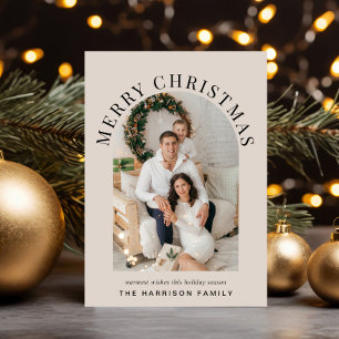 Elegante foto arca Feliz Navidad Taupe