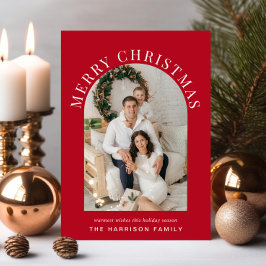 Elegante Foto Arch Feliz Navidad Rojo