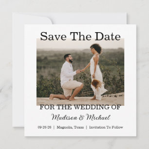 Elegante Foto Boda Plana Guardar La Tarjeta De Fec