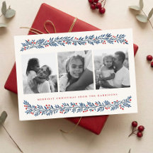 Elegante Foto Botánica de Navidad con Bayas Rojas 