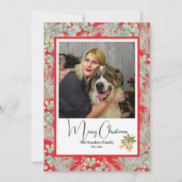 Elegante foto botánica vintage Navidad Rojo