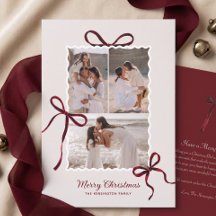 Elegante Foto Colage de Navidad con Lazo Rojo en A