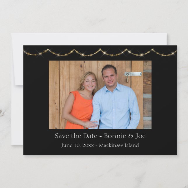 Elegante Foto con Borde de Oro Save the Date (Anverso)