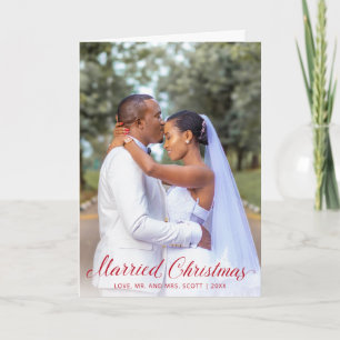 Elegante Foto con Letra Roja de Navidad para Recié
