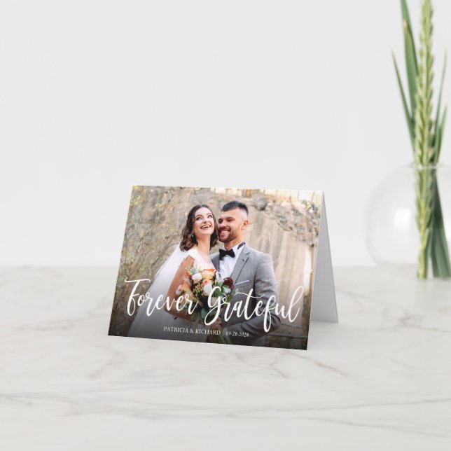 Elegante Foto de Agradecimiento para Boda para Sie (Anverso)