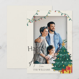 Elegante foto de árbol de Navidad Feliz Postal