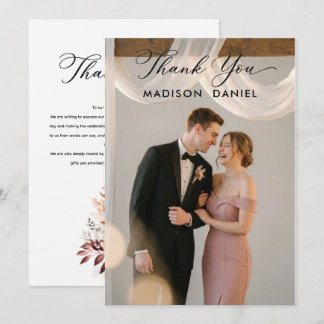 Elegante foto de boda de agradecimiento CON TARJET