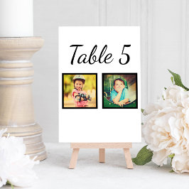 Elegante foto de boda número de mesa blanca negra