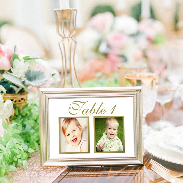 Elegante foto de boda número de mesa de oro blanco (Subido por el creador)