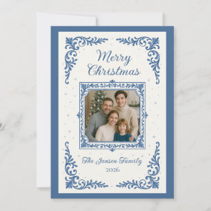 Elegante foto de familia en azul Navidad
