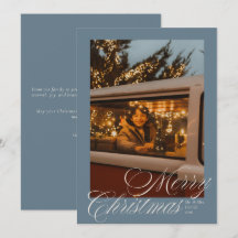 Elegante Foto de Feliz Navidad en Azul