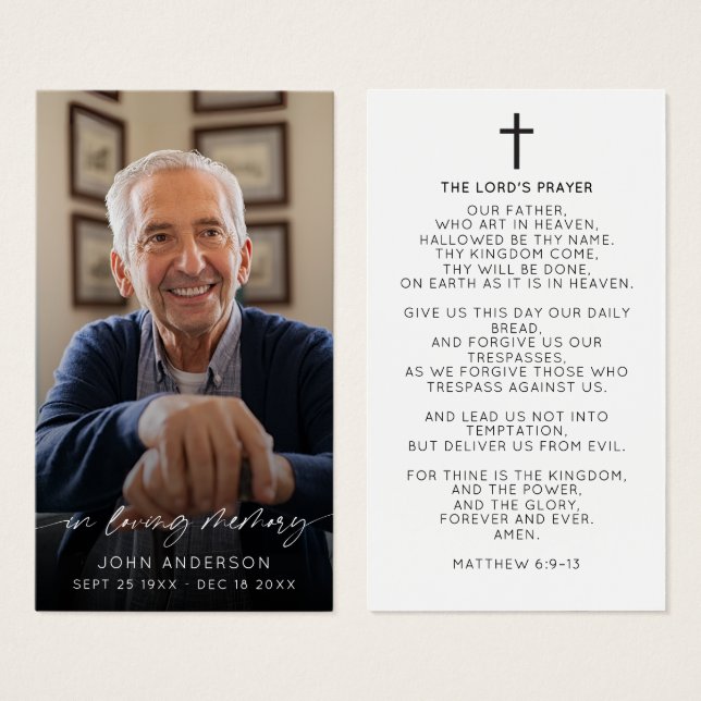 Elegante Foto de Funeral Oración en Memoria Amoros (Anverso y reverso)