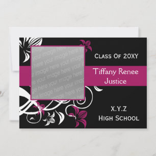 elegante foto de graduación rosa Invitación