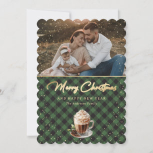 Elegante foto de Green Gold Plaid Feliz Navidad