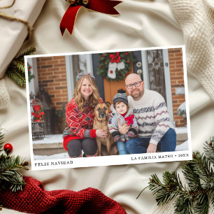 Elegante foto de la familia Feliz Navidad en blanc