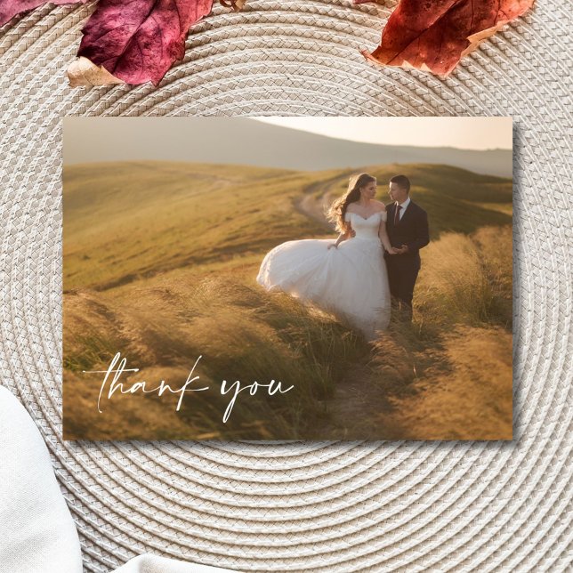 Elegante foto de matrimonio gracias a las tarjetas (Elegant Wedding Photo Thank You Cards)