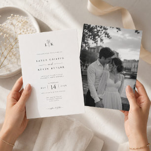 Elegante foto de monograma Invitación de boda de p