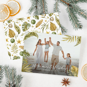 Elegante Foto de Navidad con Acuarela Tropical