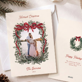 Elegante Foto de Navidad con Lazo de Acebo en Acua