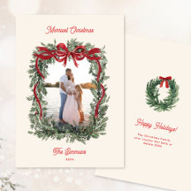 Elegante Foto de Navidad con Lazo de Acebo en Acua