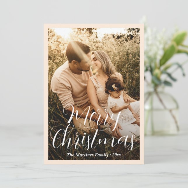 Elegante Foto de Navidad Moderna con Letra Script (Anverso de pie)