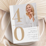 Elegante foto de oro 40 cumpleaños Invitación<br><div class="desc">Elegante foto de oro 40 cumpleaños Invitación</div>