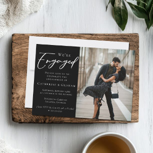 Elegante foto de pareja Tarjeta de compromiso Fies
