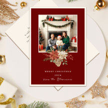 Elegante foto de poinsettia de navidad en color ro