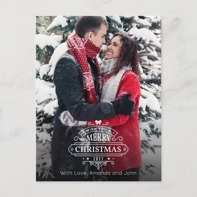 Elegante foto de saludos de Navidad (Anverso)