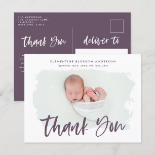 Elegante foto del anuncio de nacimiento gracias