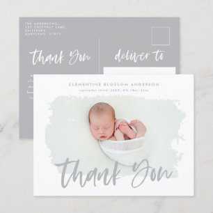 Elegante foto del anuncio de nacimiento gracias