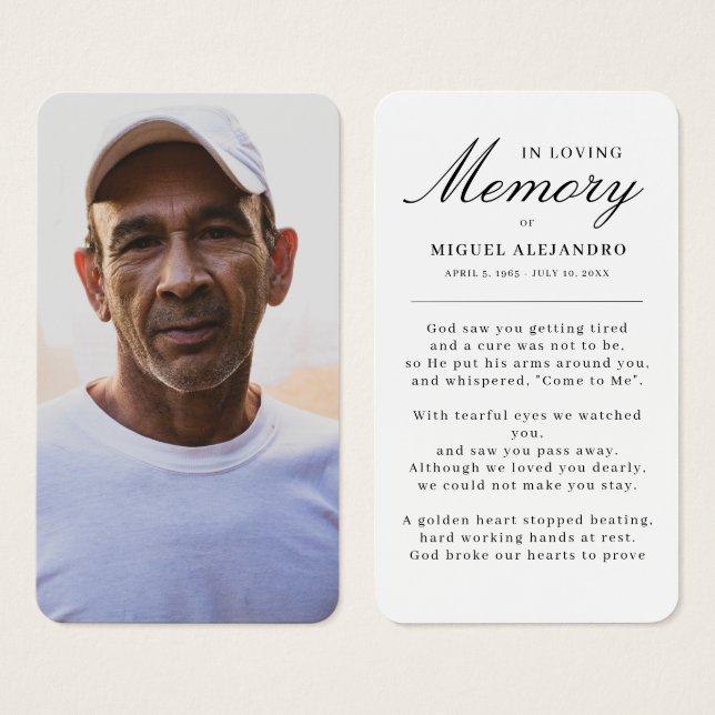 Elegante Foto En La Oración De Simpatía Por La Mem (Anverso y reverso)