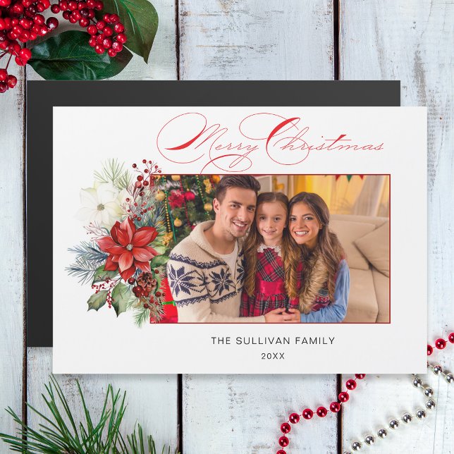 Elegante foto floral de caligrafía navideña (Subido por el creador)