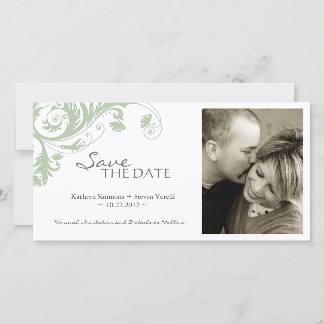 Elegante Foto Guardar La Invitación De Fecha (Anverso)