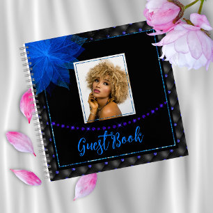 Elegante foto libro de invitados de cumpleaños neg