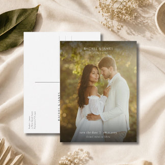 Elegante Foto Minimalista Tarjeta de Boda Save the