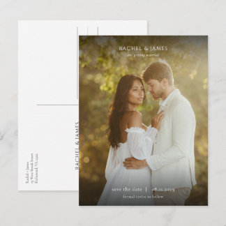 Elegante Foto Minimalista Tarjeta de Boda Save the