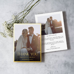 Elegante foto moderna Boda de oro tarjeta de agrad
