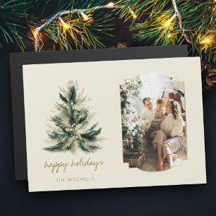 Elegante foto moderna de árbol de Navidad verde y 