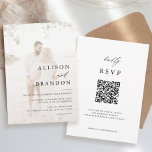 Elegante foto moderna Invitación a la boda QR<br><div class="desc">Elegante foto moderna Invitación a la boda QR de doble cara</div>