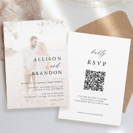 Elegante foto moderna Invitación a la boda QR