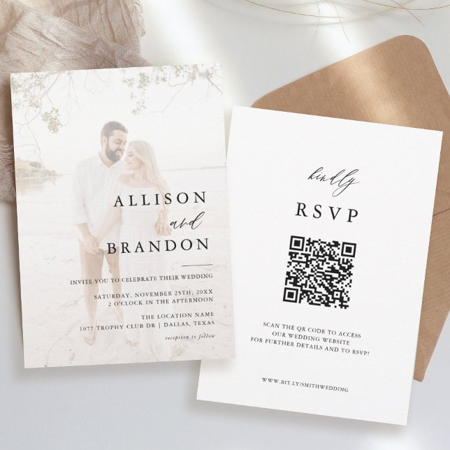 Elegante foto moderna Invitación a la boda QR (Subido por el creador)