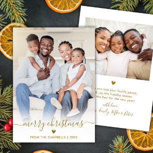 Elegante Foto Moderno de Navidad en Guión Dorado 2