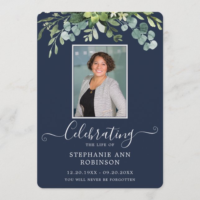 Elegante Foto Orden de Servicio Azul Programa (Anverso)