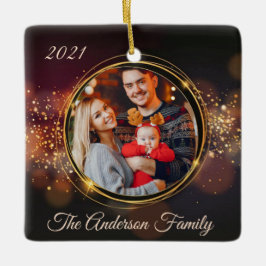 Elegante foto ornamento navideño personalizado