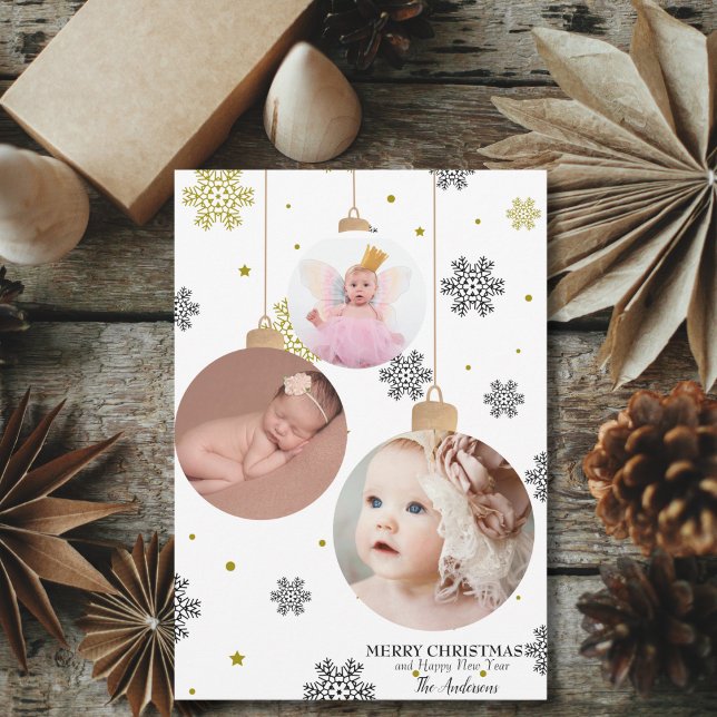 Elegante foto Ornamentos de Navidad y copos de nie (Subido por el creador)